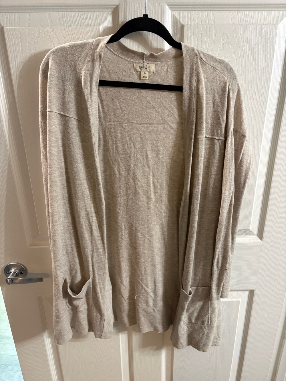 Style & Co. Light Beige Open-Front Cardigan